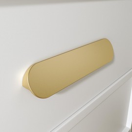 Peaha 5 Pack Matte Gold Finger Pulls for Cabinets Brushed Brass Edge Handles for Kitchen 5 Inch (128mm) Hole Centers