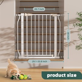 Elevon Extra Wide Dog Gate Pressure Mount, 29.1-38.5 Inch Wide, 30 Inch Tall Pet Safety Gate for Stairs & Doorways, White
