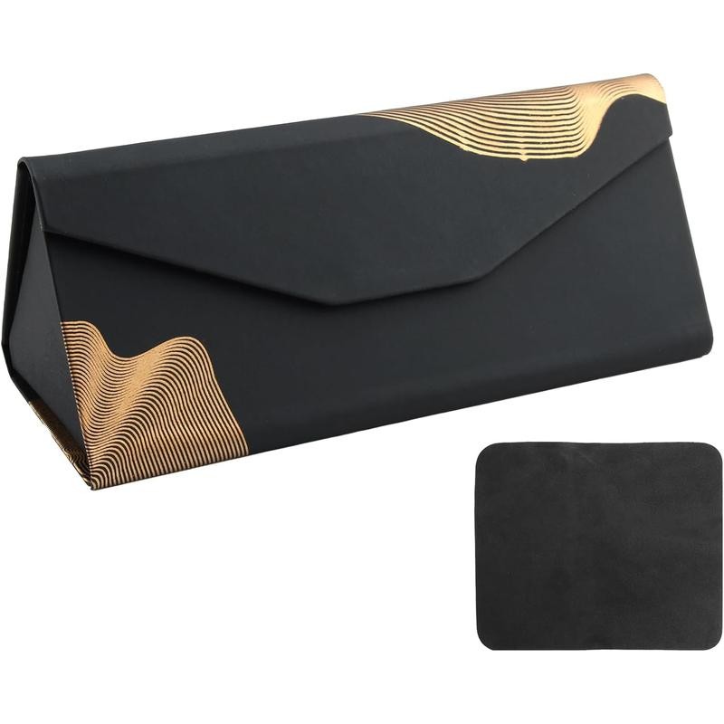 Foldable Triangle Hard Sunglasses Case with Cleaning Cloths - Colour: