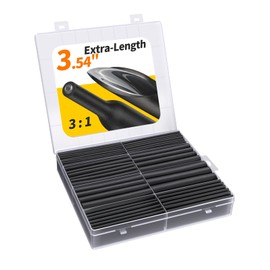Eventronic Heat Shrink Tubing Kit 3.54" Extra-Length,3:1 Ratio Dual Walled with Strong Adhesive Lined, Marine Grade Shrink Wrap - Industrial Heat-Shrink Tubing -Black 200 PCS…