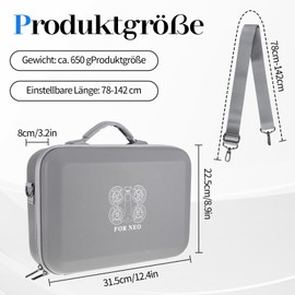 ueslwser Neo Case, Neo Carry Bag Compatible, DJI Neo Storage Bag, PU Travel Bag, DJI Neo Case for DJI Neo Fly More Combo and RC-N3 Remote Control Accessories, gray