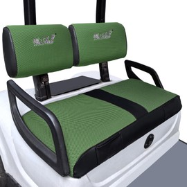 WEIMELL Golf Cart Seat Covers Fit Yamaha G22 G19 G16 G14 G11 G9 G8 G2 Front Seat Covers Thicken Breathable Mesh with Vinyl Leather for Ordinary Cushions No Nails Gun Easy to Install Black & Green