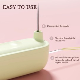 TECHPLUS 2 in 1 Needle Threader Seam Ripper - Hand Sewing Tool for Knitting, Quilting - Automatic Needle Threading Device for Sewing Crafting - for Elderly, Compact and Portable 2 Pack