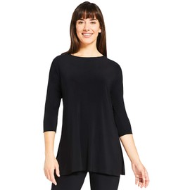 Sympli Womens 3/4 Sleeves, Trapeze Tunic Style 23155-2 Color Black Size 12