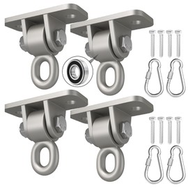 BETOOLL Swing Hangers with Bearing, Heavy Duty Porch Swing Hanging Kit for Outdoor Playground Tree Ceiling Mount Swingset Hardware Bracket Hooks for Hammock Yoga Punching Bag Accessories 4PCS Silver