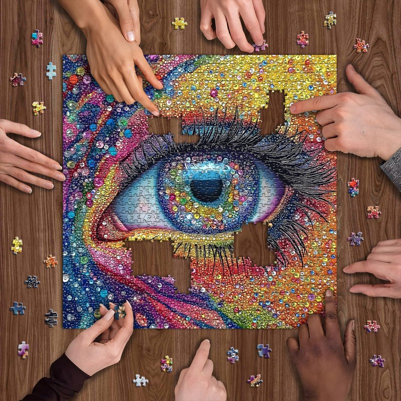 Impossible Puzzles for Adults 1000 Pieces, Colorful Eye Gemstone Art