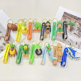 Italian Brainrot Animals Keychains, Tung Tung Sahur Action Figure Keychain with Wrist Strap, Tralalero Tralala Collection Character Key Chains Funny Gifts for Fans (Tung Tung Tung Sahur)