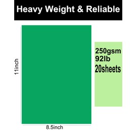 20 Sheets Green Cardstock 8.5 x 11 inch, 250gsm Thick Green cardstock Paper for DIY Arts Christmas Cards Making, Stationary Printing,Scrapbook Supplies (250gsm/92lb)
