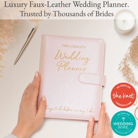 Wedding Planner Book and Organizer for The Bride – Pink Faux-Leather Wedding Planning Book with Gold Foil I Bride to Be Gifts For Her I Engagement Gifts for Women I Future Mrs Wedding Planner Binder Checklist