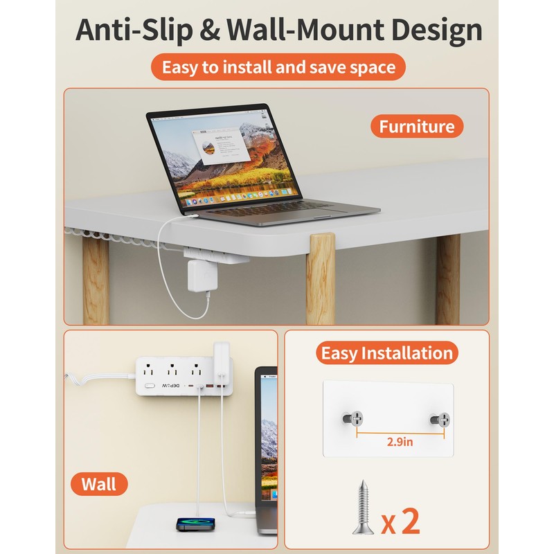 DEPOW Power Strips with Surge Protection, 1 FT to 4