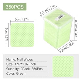siyuwuro Lint Free Nail Wipes 350Pcs Nail Polish Removal Wipes Disposable Non-Woven Nail Cotton Pads Super Absorbent Eyelash Extension Glue Cleaning Wipes Nail Salon and Home Use, Green