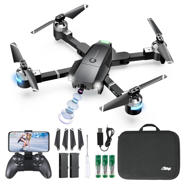 Drone with Camera for Adults, ATTOP 2K Live Video 120° Wide Angle APP-Controlled Camera Drone for Kids 8-12, Beginner Friendly with 1 Key Fly/Land/Return, Remote/Voice/Gesture/Gravity Control, FPV Drone w/ Safe Emergency Stop, 360° Flip, VR Mode, Carryin