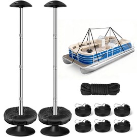 Fuprosico Pontoon Cover Support Poles with Ring Sandbag Much More Stable,Adjustable Boat Cover Support System Won't Retract for Pontoon,Jon,Bass,V-Hull Boat with Heavy Duty Straps,Stainless Steel