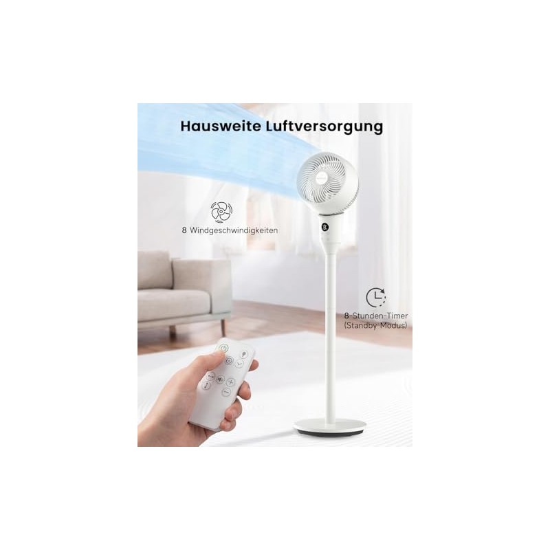 WOWDSGN 22dB Quiet Floor Fan, 3D Air Circulator Oscillation Fans,