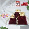 TopTie 50 PCS Velvet Jewelry Pouches with Drawstrings, 4"x4.7" Gold-rimmed
