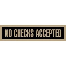 Headline Sign 9377 Self-Stick Sign, No Checks Accepted, 2 Inches by 8 Inches