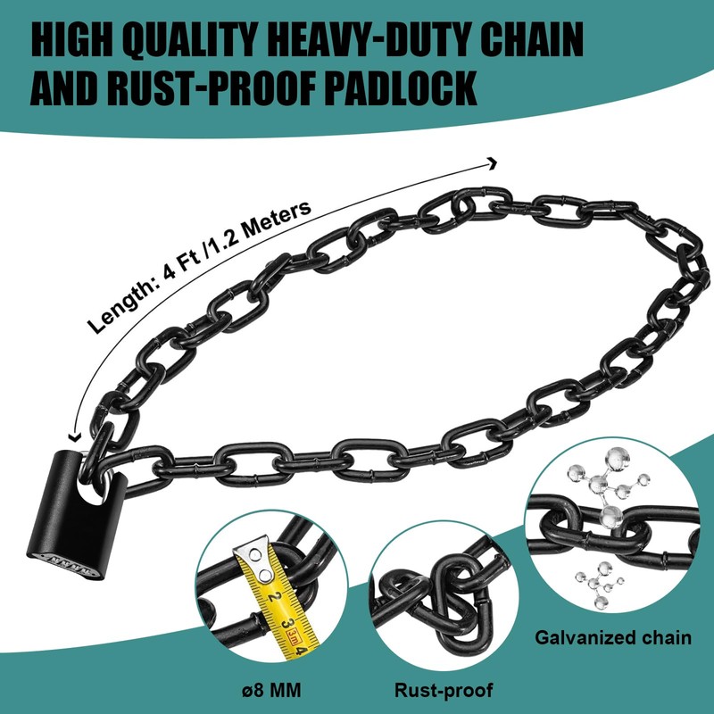 Heavy Duty Combination Lock with Chain,47 inch Long,8mm Thick ，Safety