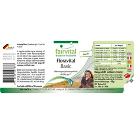 Fairvital Floravital Basic - 6 Bacterial Cultures & Inulin - Lactobacillus & Bifidobacteria - 90 Capsules