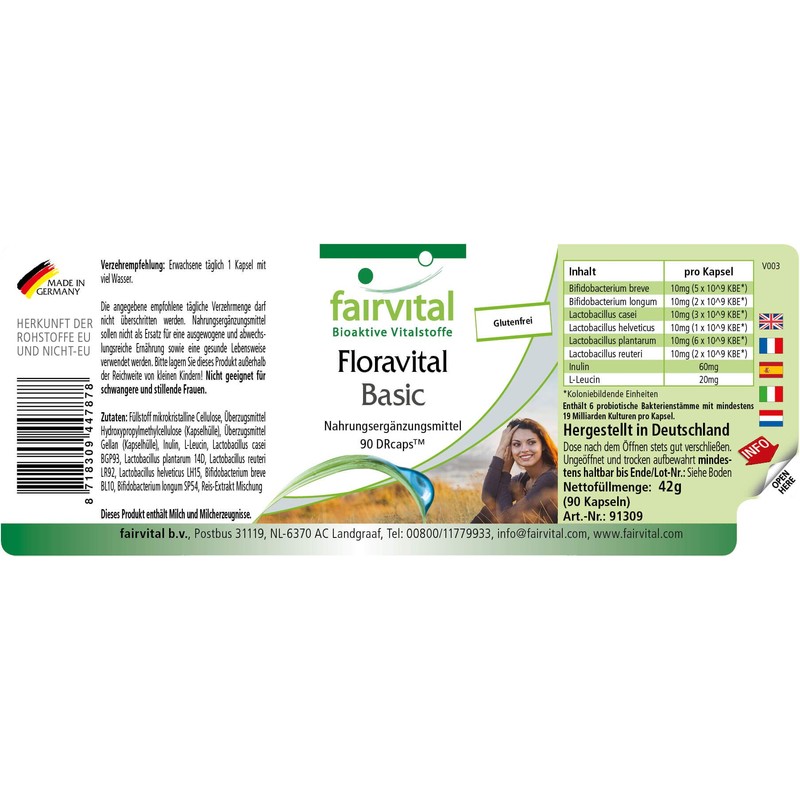 Fairvital Floravital Basic - 6 Bacterial Cultures & Inulin -