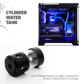 Dracaena G1/4” Holes, 50-55mm OD Cooling Acrylic Ball Water Reservoir, Water Tank with Metal Cover, Multi outlets for Computer Water Cooling System, 100MM Length