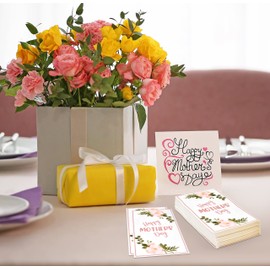Gift Boutique 100 Count Guest Napkins 3 Ply Disposable Paper Pack Happy Moms Day Party Dinner Guests Hand Towel Napkin Best Mom Ever Love Spring Flower Design for Gym Toilet Bathroom Decorative Towel