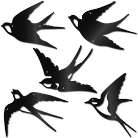 CREATCABIN 5 Piece Love Swallow Metal Wall Art Iron Wall Display Hanging Wall Decor Home Decoration Simple for Living Room Bedroom Kitchen Garden Yard Christmas Thanksgiving 5.9x7.9 Inch Black