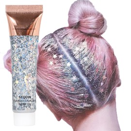 Body Glitter Gel, Face Glitter Sequins Chunky Glitter Gel, Mermaid Sequins Liquid Holographic Glitter Gel for Body, Cheeks and Hair, Sparkling Festival Party Lotion Beauty Makeup, Nail Art DIY (07#)