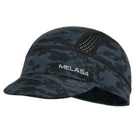 MELASA - Gorra de ciclismo, forro de casco con visera solar, protección solar para correr, para hombres y mujeres bajo el casco, negro, (Moire Black), Talla única