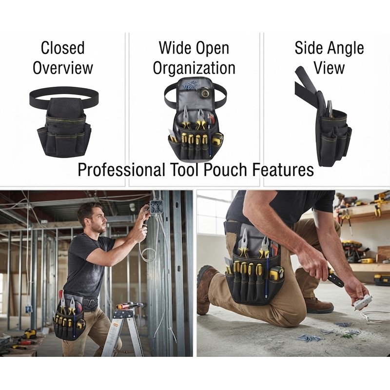 Electrician Tool Waist Bag – Heavy Duty Tool Pouch with