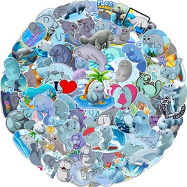 100 PCS Manatee Stickers, Manatee Party Favors Birthday Decorations Supplies Gifts Waterproof Vinyl Stickers for Kids for Water Bottle Laptop