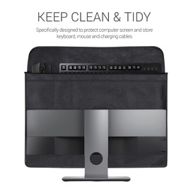kwmobile Case compatible with 27-28 inch monitor - with 2 compartments on the back - protective case in black