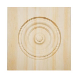 5 1/2" W x 5 1/2" H x 7/8" P Americraft Solid Wood Stain Grade Bullseye Rosette with Squared Edge, Pine