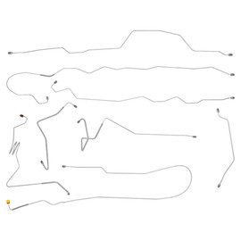 Inline Tube Replacement For 1976-79 Ford F100 F150 2WD Std. Cab Longbed Power Disc Complete Brake Line Kit 9pc, OE Steel