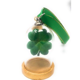 Lucky Christmas Ornament Stocking Stuffer with Bit O' Luck Card from Santa (Four Leaf Clover)