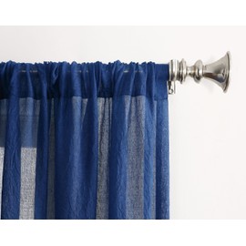 No. 918 Tayla Crushed Texture Semi-Sheer Rod Pocket Curtain Panel, 50" x 63", Indigo