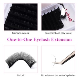 Lash Extension 0.15 Classic Eyelash Extensions J/B/C/CC/D/DD/LC/LD Curl Lash Extensions Individual Lash Extensions Mixed Length 11-19mm Professional Salon Use (0.15-C, 11-19mm)