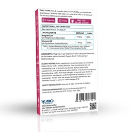 Magnesium Glycinate 1500mg & Vitamin B6 Supplement High Strength Vegetarian 28 Capsules - Providing 315mg Elemental Magnesium (Bisglycinate) - Pure Active Ingredient