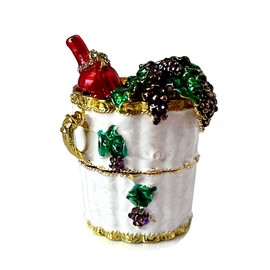 JFYSJ Hinged Metal Carnival Wine Barrels Trinket Box Hand Painted Bejeweled Barrel Figurine Boxes Jewelry Ring Holder Collectives Thanksgiving Decor