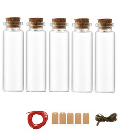 elewabise Glass Bottles Small Bottles For Liquids Small Glass Bottles Glass Bottles With Cork Three Styles Decorative Bottles For Party Decorations, Storage Accessories, Cork Concave-Neck 25ml