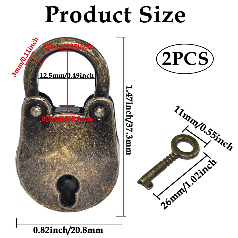 Aifeier ET 2 Pieces Mini Vintage Locks Small Bear-Shape Padlock