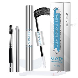 KevKev Lash Bond and Seal Lash Glue Waterproof Eyelash Glue with Lash Brush Eyelash Remover Cotton Swabs Eyelash Bond and Seal Lash Cluster Glue Strong Hold 72H Long Lasting(10Ml, Black Bond and Seal)