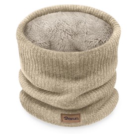 ROXUN Winter Neck Gaiter, Neck Warmer Cover Ski Gaiters for Men/Women Fleece Thick Elegant Stylish Oatmeal