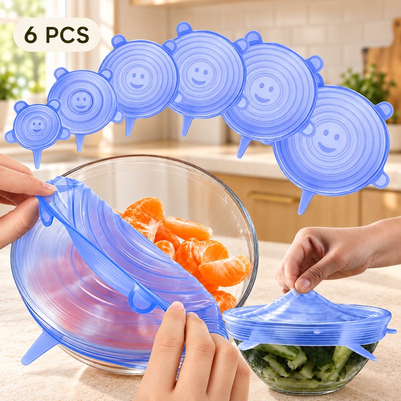 Silicone Stretch Lids for Food Storage – Reusable Elastic Covers
