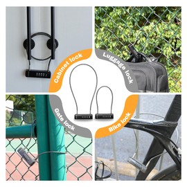 UP Security Combo Cable Bike Lock, 4 Digit Combination Lock for Outdoor Fence Gate, Luggage Safe, Scooter, U Cable Lock with Code, for Refrigerator, Cabinet (23.6"(60cm) Cable, Black)