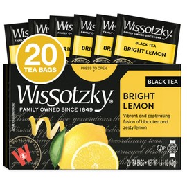 Wissotzky Bright Lemon Black Tea, 20 Tea Bags | Zesty Lemon Tea Bags | Antioxidant Rich | Revitalizing Black Tea Bags