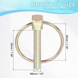 PATIKIL 1/4 x 1.38 Linch Pin, 6 Pcs Lynch Pin Assortment Kit Shaft Lock Pin Clips Hardware Pins with Ring for Farm Tractor Trailer Carriages (6x35mm)