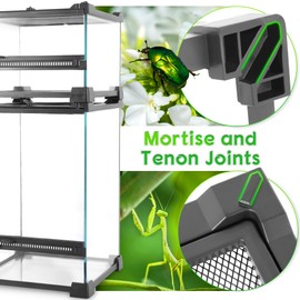 NEPTONION Mini Reptile Glass Terrarium 8"x8"x12" Durable Reptile Habitat Tank with Heat Resistant Aluminum Alloy Frame, Single Swinging Doors for no Jam by Sand and Other Debris