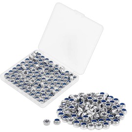 Powlankou 100 Pieces M5 x 0.8mm 304 Stainless Steel Self-Lock Nylon Inserted Hex Lock Nuts