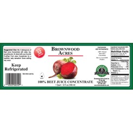 Beet Juice Concentrate by Brownwood Acres - (32 FL OZ) Unsweetened, 70 Brix Pure Concentrated Beetroot Juice - 100% Beet Root Extract - No Additives or Fillers!