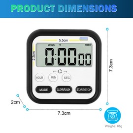 Kitchen Timer, Digital Visual Timer 24-Hours Magnetic Clock Stopwatch Count-Up & Count Down Timer with Large LCD Screen Display Big Digits, Loud Alarm for Cooking, Shower, Bathroom, Kids, Teacher